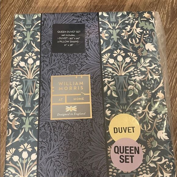 WILLIAM MORRIS England Flower Pot China Blue Queen Duvet Cover Set Shams - Picture 1 of 10